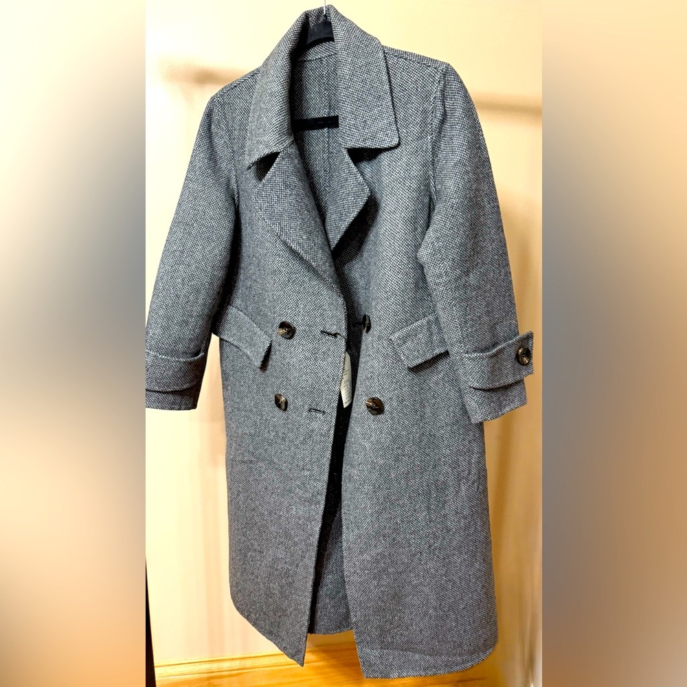 Classic Women’s Tweed Long Wool Hand-made Coat Size M